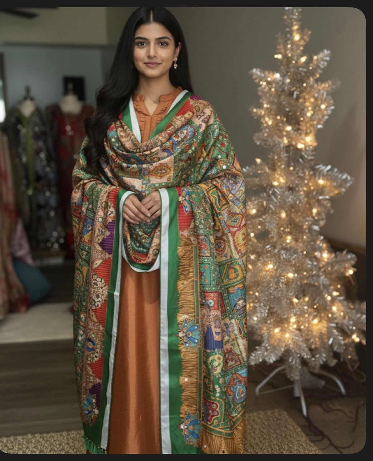Party Wear Raw Silk Fabric Three Piece With Heavy Dupata